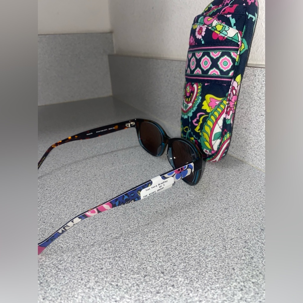 Vera Bradley Rheba Polarized Sunglasses African Violet/Paisley Print Case NWT - Picture 5 of 13